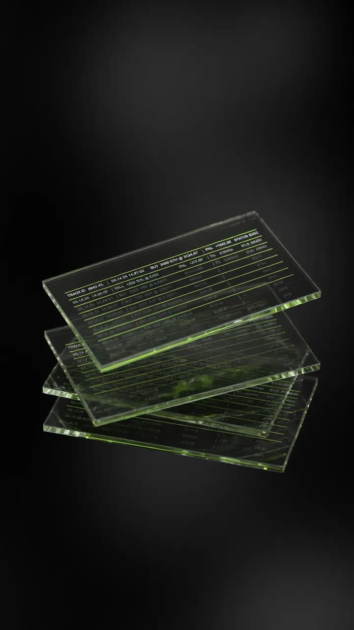 Stack of translucent ledger cards